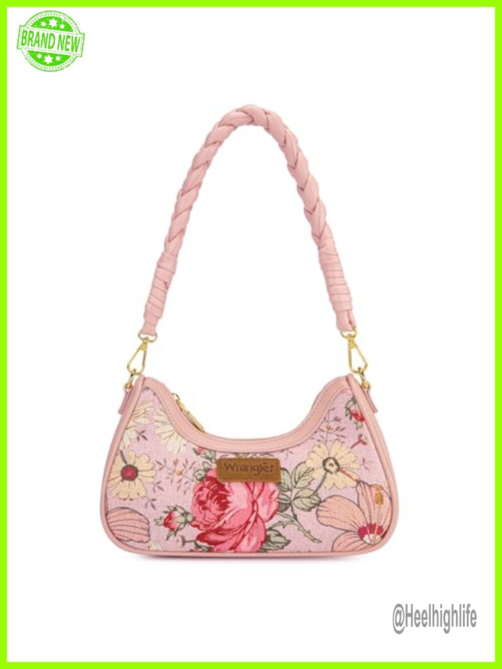 Wrangler Floral Shoulder Bag Canvas PU Leather Hobo Purse